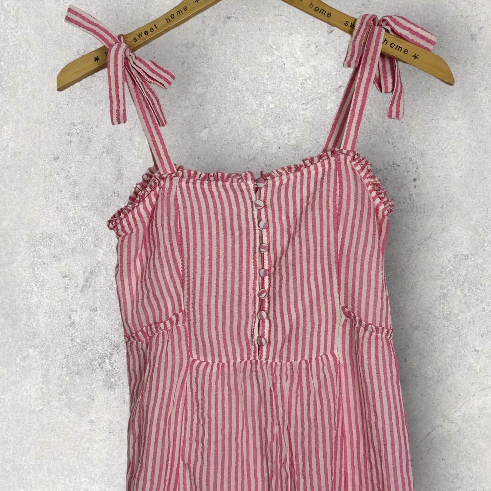 Sezane Juliette Pink Striped Midi Dress Size 34 French of US 2 Romantic Bohemian - Picture 7 of 13